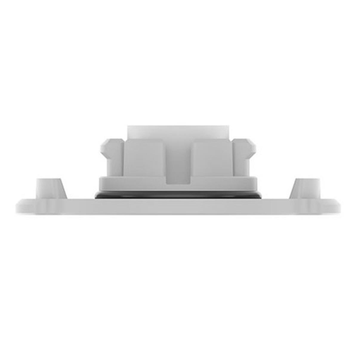 Biały plastikowy element z małym czarnym prostokątem i dwoma bocznymi elementami.