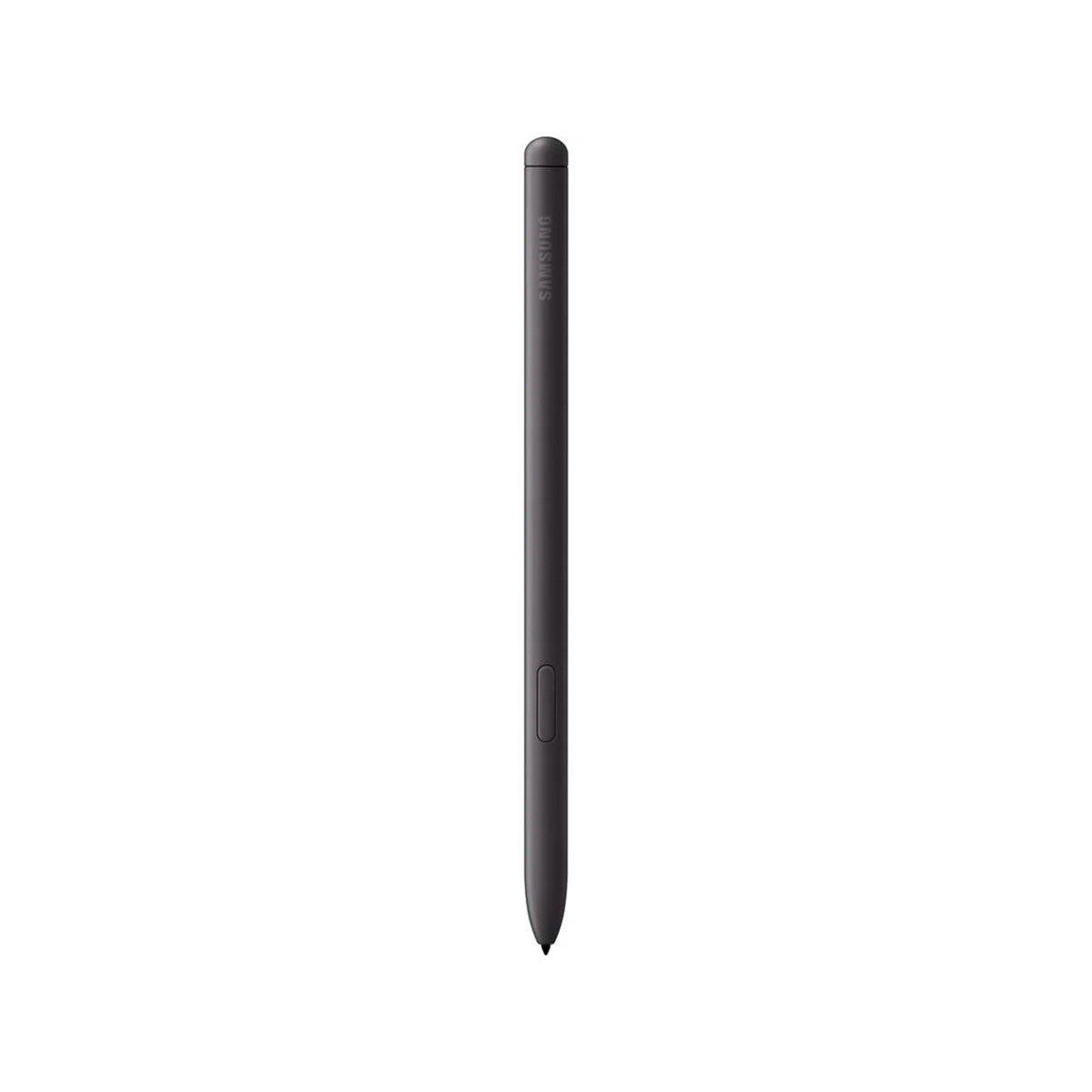 Lápiz óptico negro con un botón. El bolígrafo es gris y tiene un diseño elegante.
