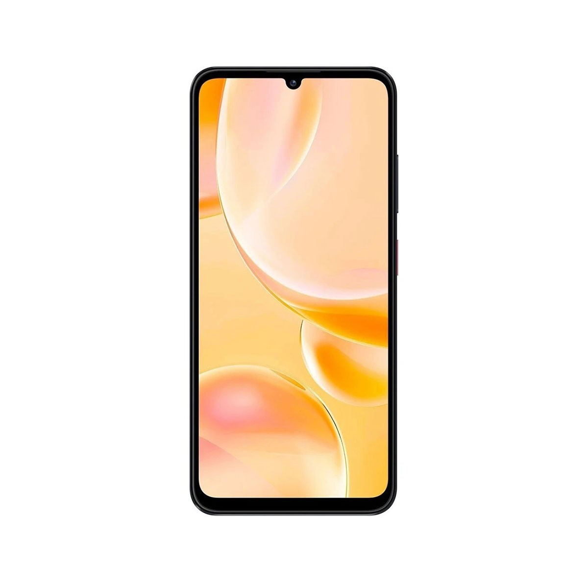 Smartfon z zakrzywionym wyświetlaczem. Ekran wyświetla gradient pomarańczowo-żółty.