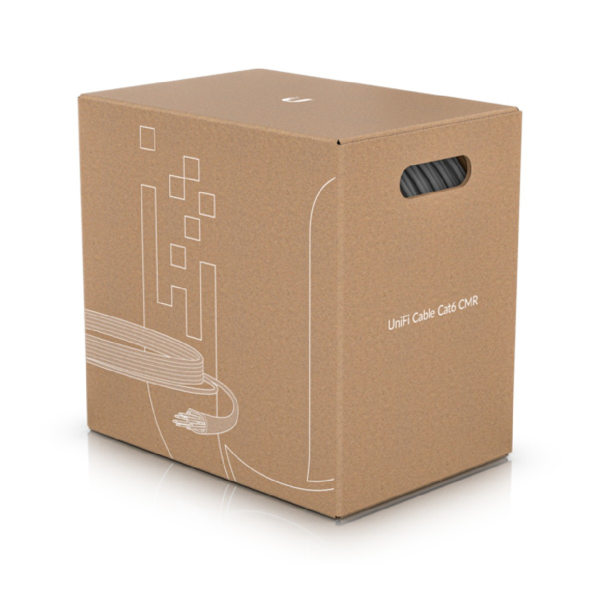 Kartony z kablami. Tło jest białe.