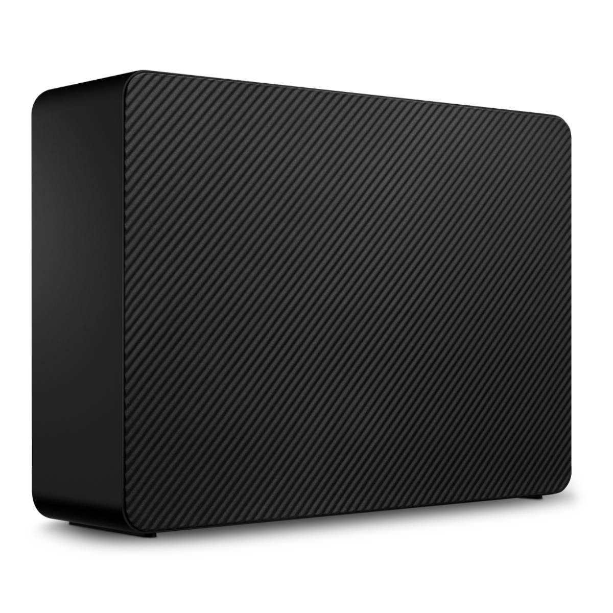 Czarny zewnętrzny dysk twardy z teksturowaną powierzchnią.