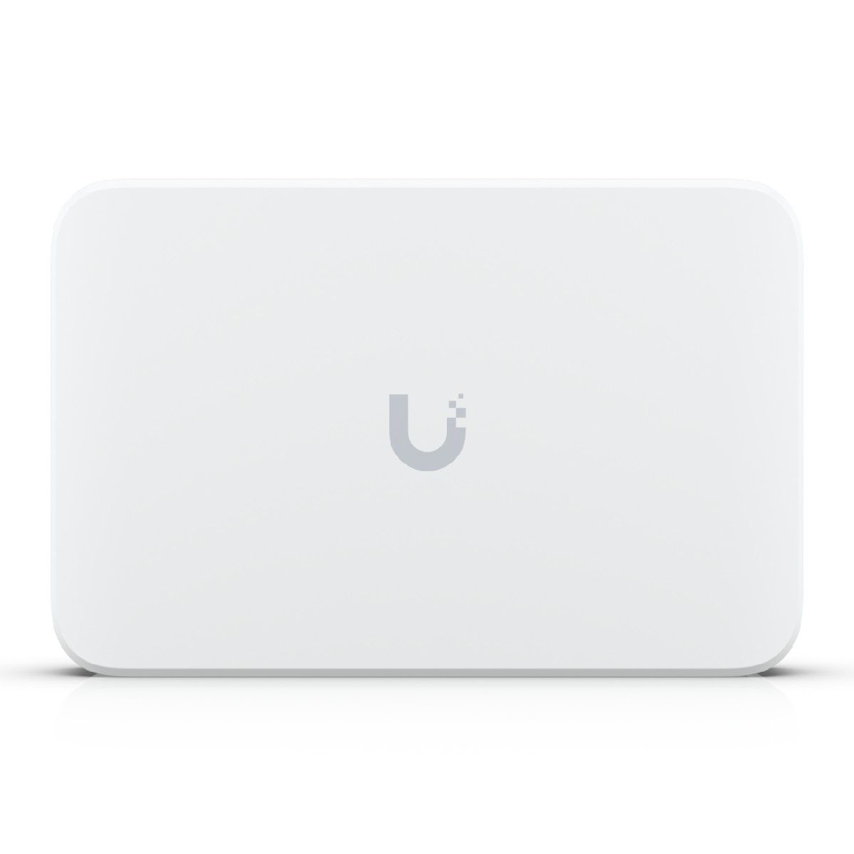 Wit apparaat met een U-logo. Witte achtergrond.