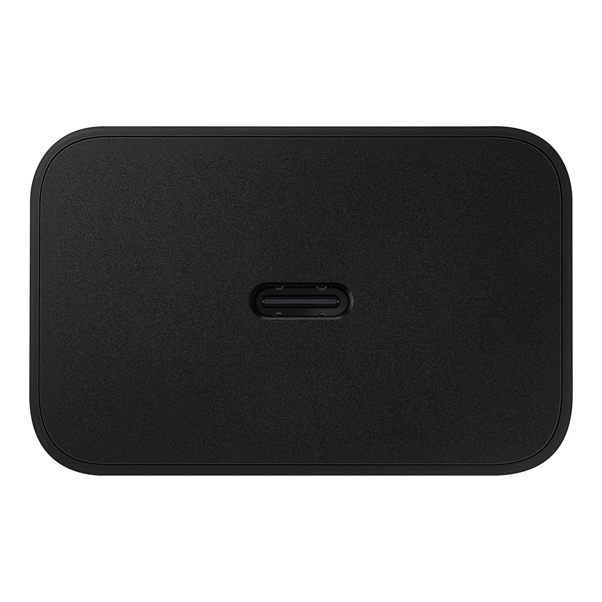 Caricatore rettangolare nero con porta USB-C centrale.