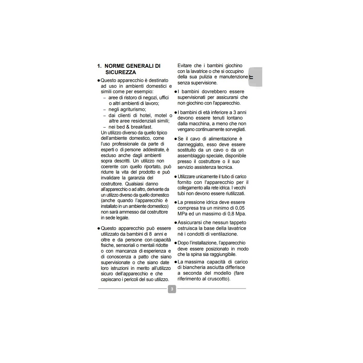 Documento di testo su linee guida e istruzioni di sicurezza.
