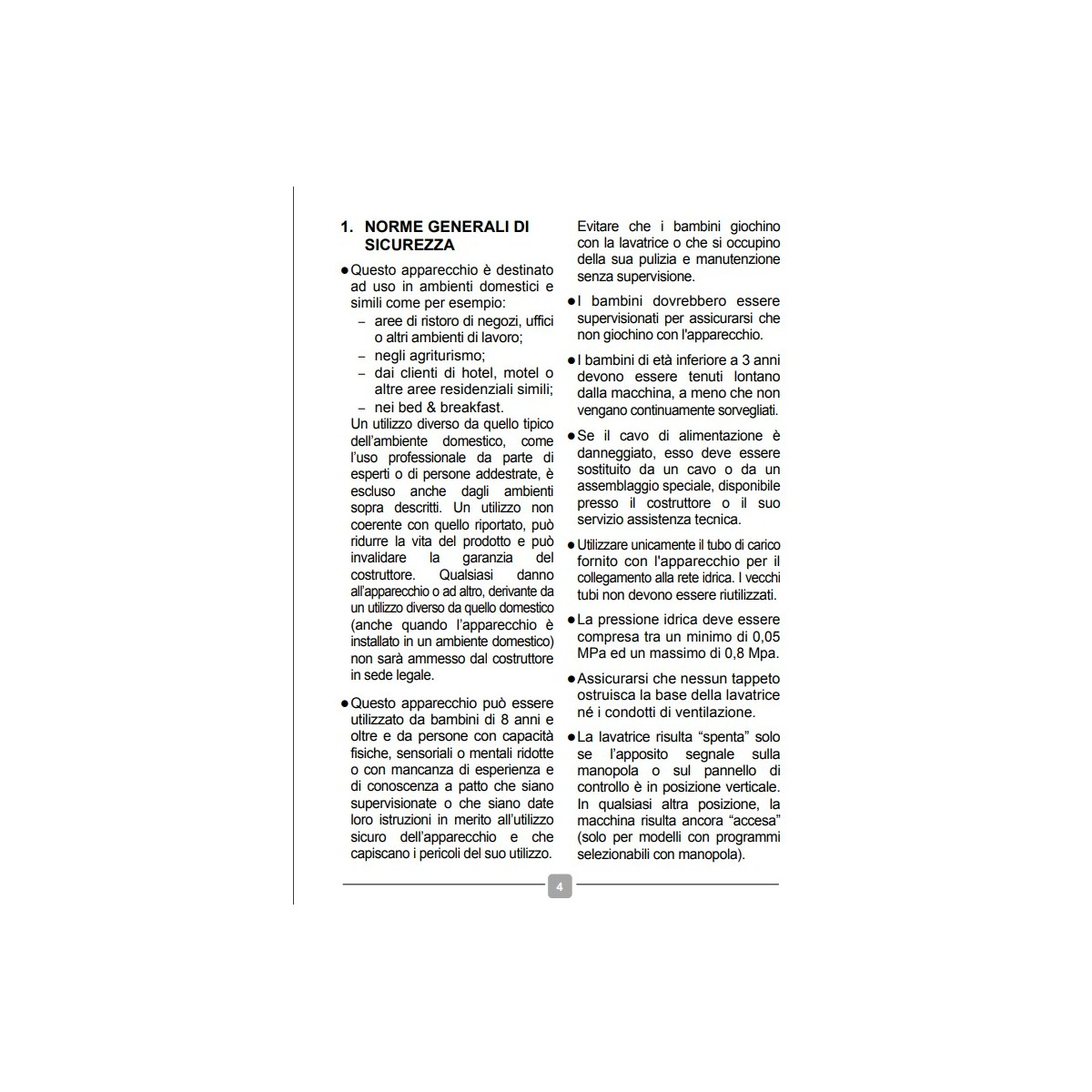 Testo da un manuale sulla sicurezza in italiano. Alcune parti sono evidenziate e contengono simboli.