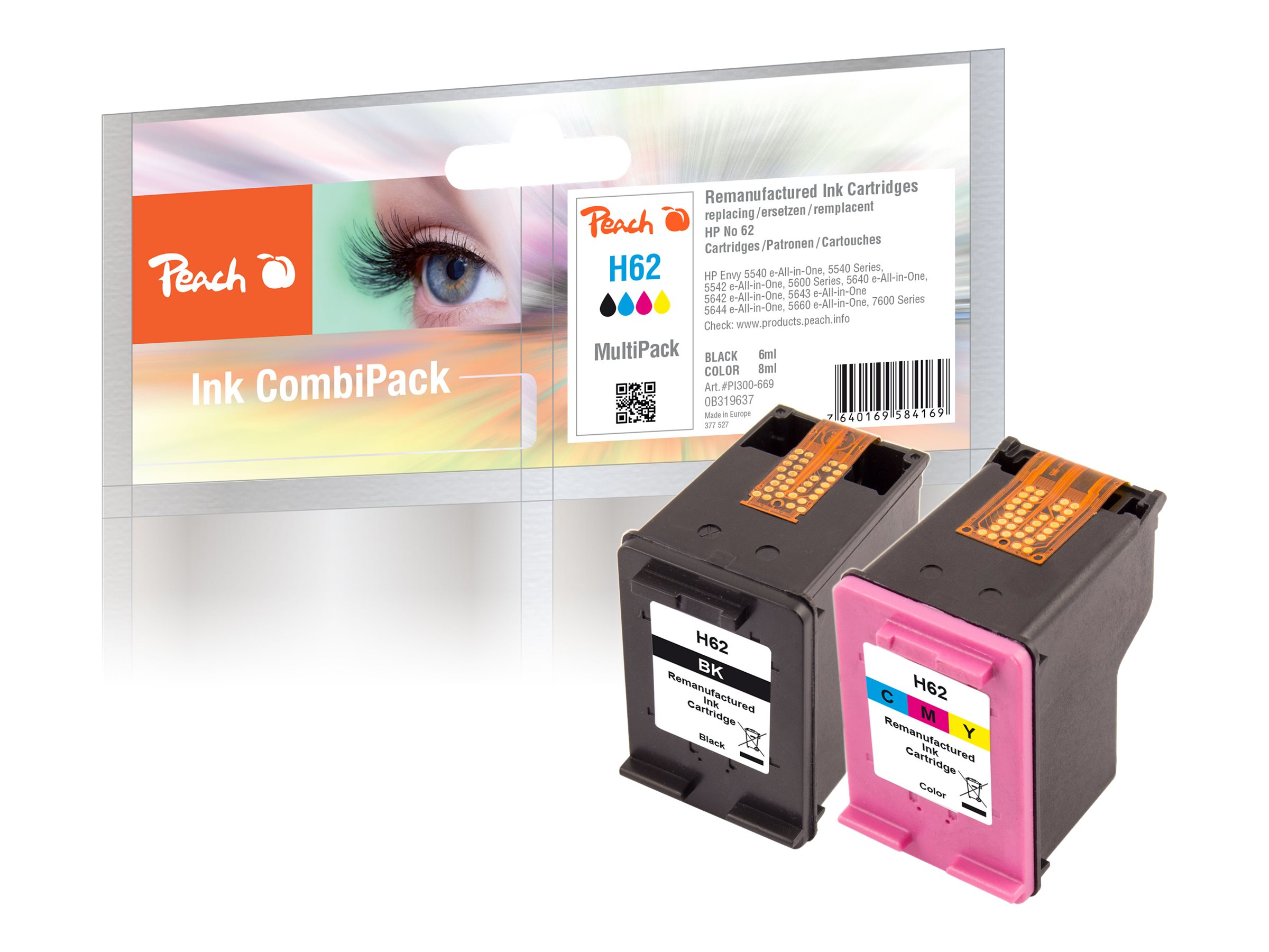 Peach ink combi pack, con due cartucce d'inchiostro, nero e magenta.
