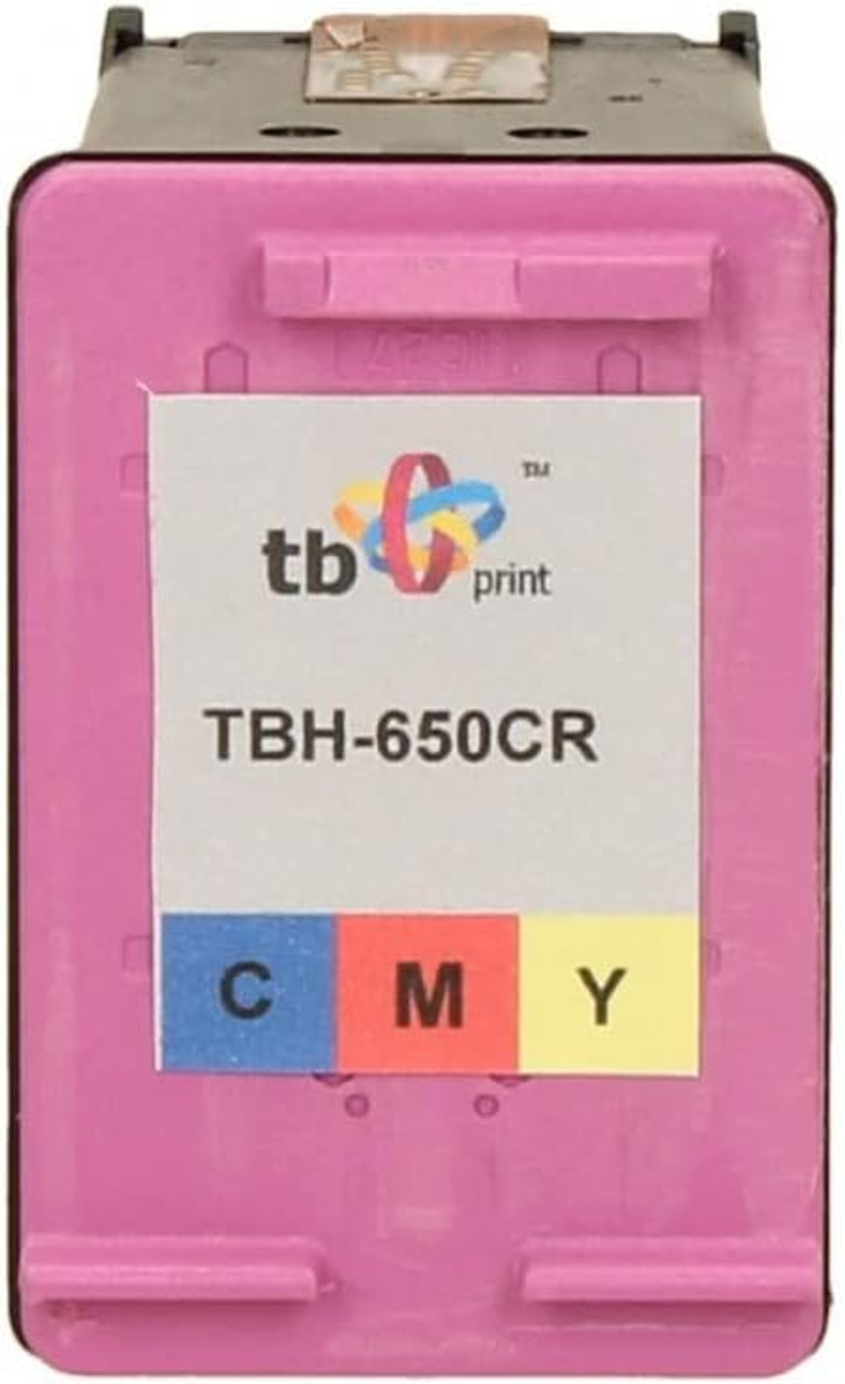 Cartuccia d'inchiostro TBH-650CR. La cartuccia ha etichette a colori: Ciano, Magenta e Giallo.