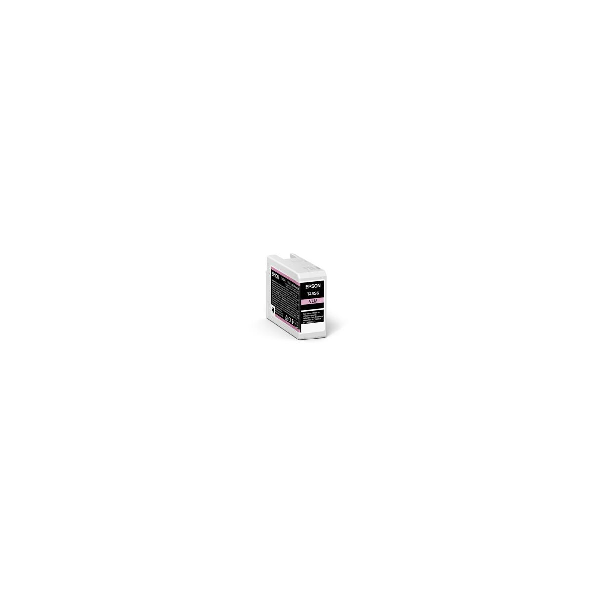 Cartouche d'encre magenta Epson. Le fond est blanc.
