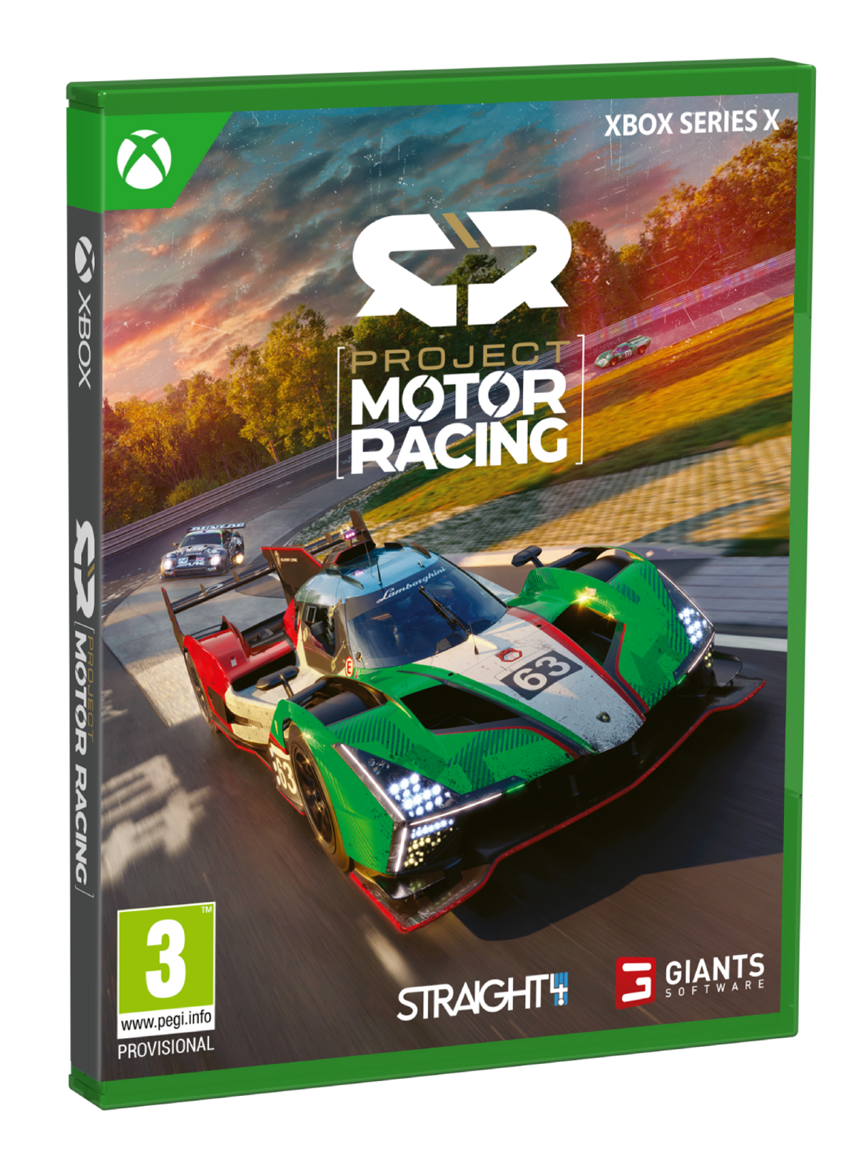 Portada del juego Project Motor Racing. Un coche de carreras está en la pista. El logo de Xbox Series X está en la esquina.