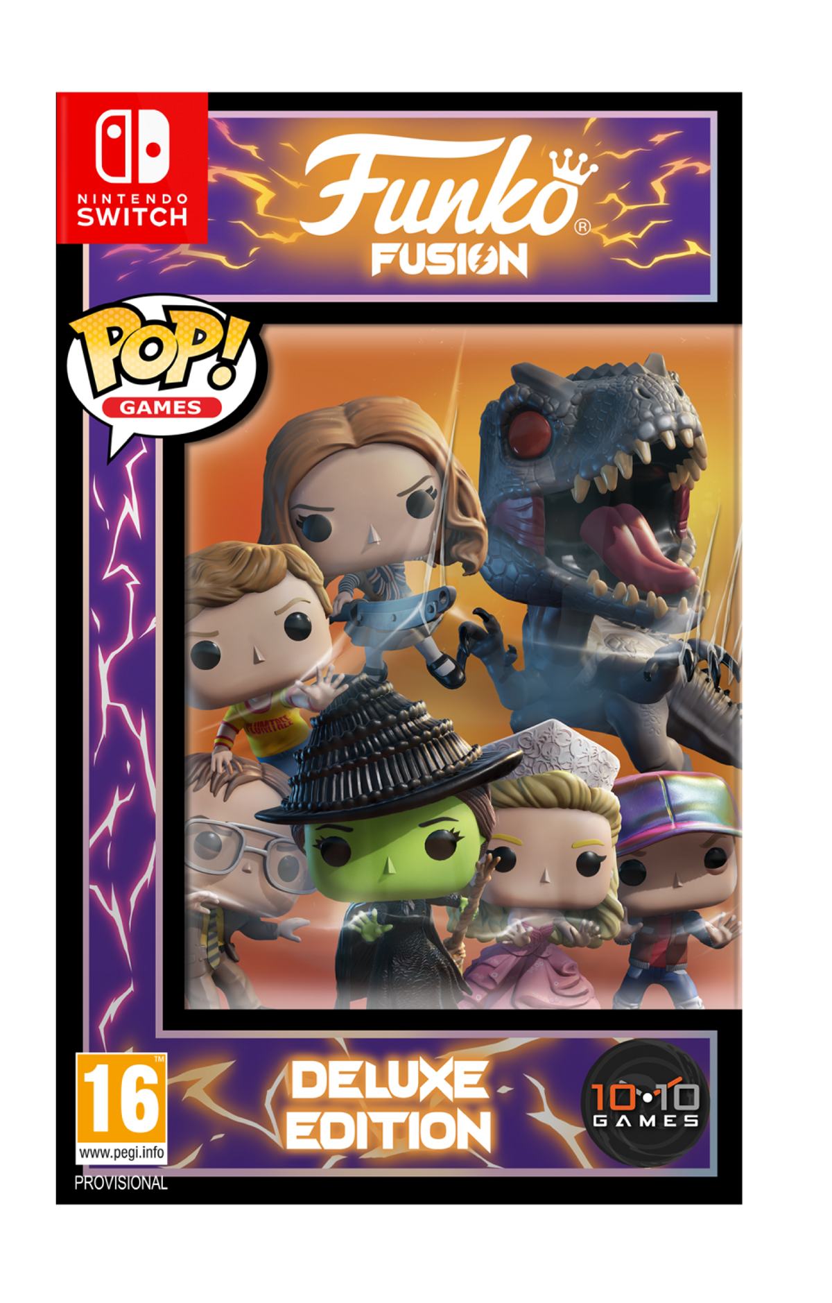 Copertina: Funko Fusion Deluxe Edition, con personaggi Pop su sfondo viola con fulmini.