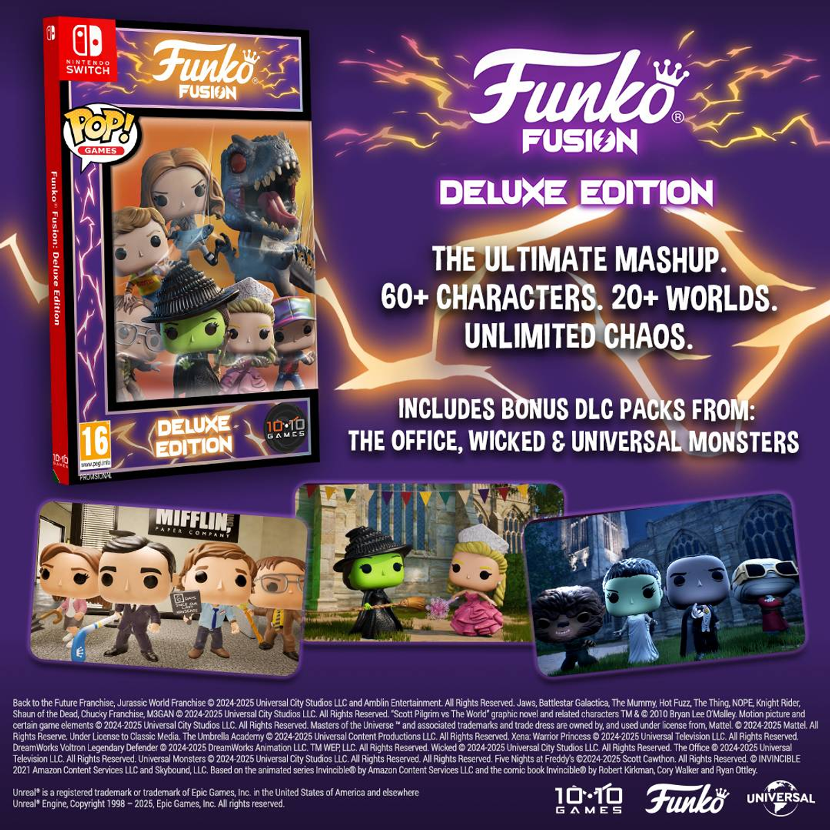Copertina del gioco Funko Fusion Deluxe Edition con molti personaggi Pop di diversi franchise, con testo sotto.