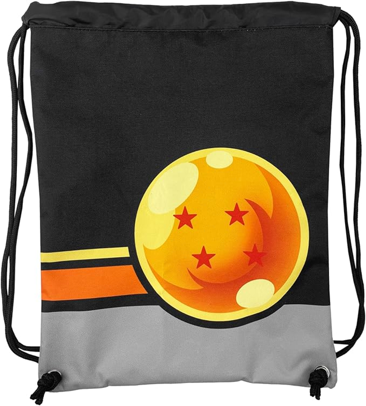 Bolsa con cordón de Dragon Ball amarilla y naranja con diseño de bola de cuatro estrellas.