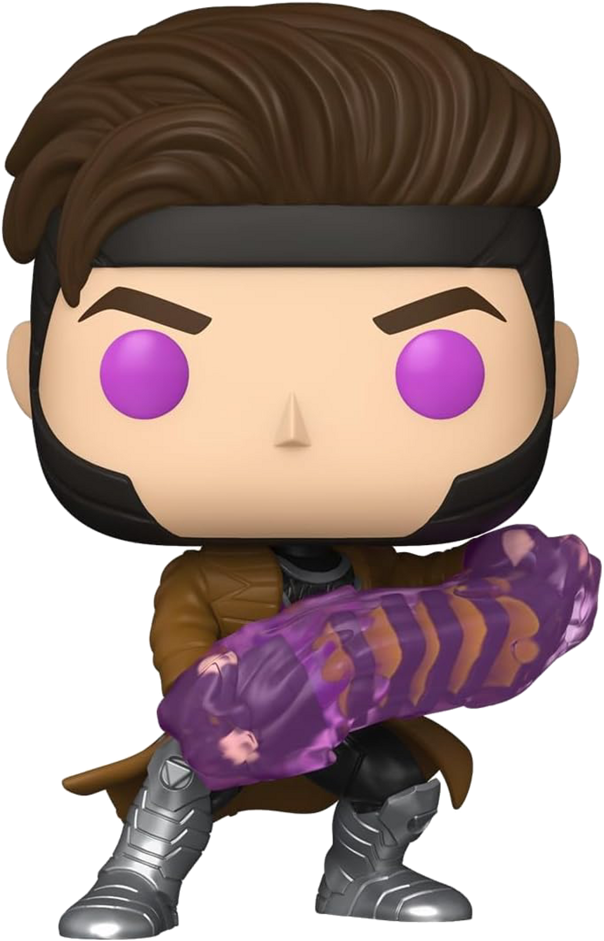 Figura di Gambit Funko Pop che tiene una sfera di energia viola.