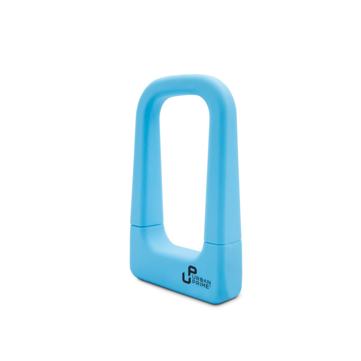 Lucchetto a U blu chiaro per bicicletta, con il marchio 'Urban Prime'.