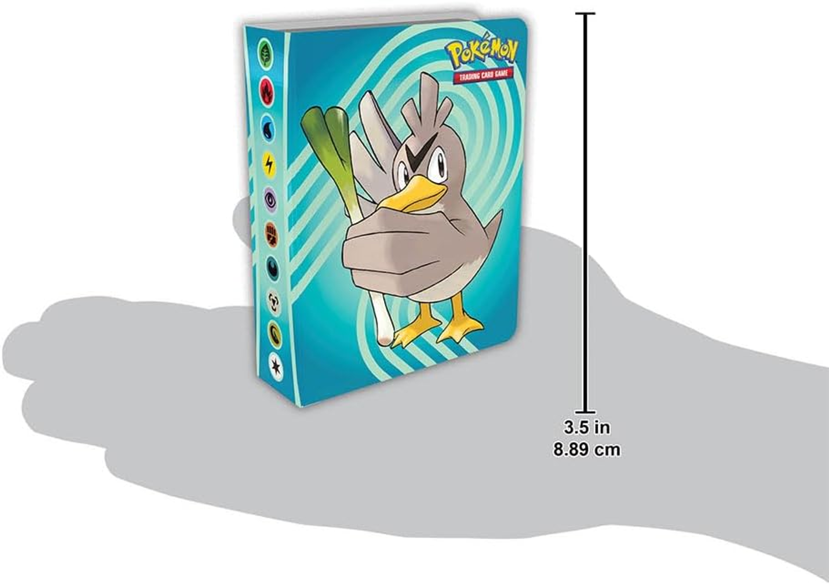 Carpeta de juego de cartas coleccionables Pokémon. La carpeta tiene un pato con puerro. El tamaño es de 3,5 pulgadas.