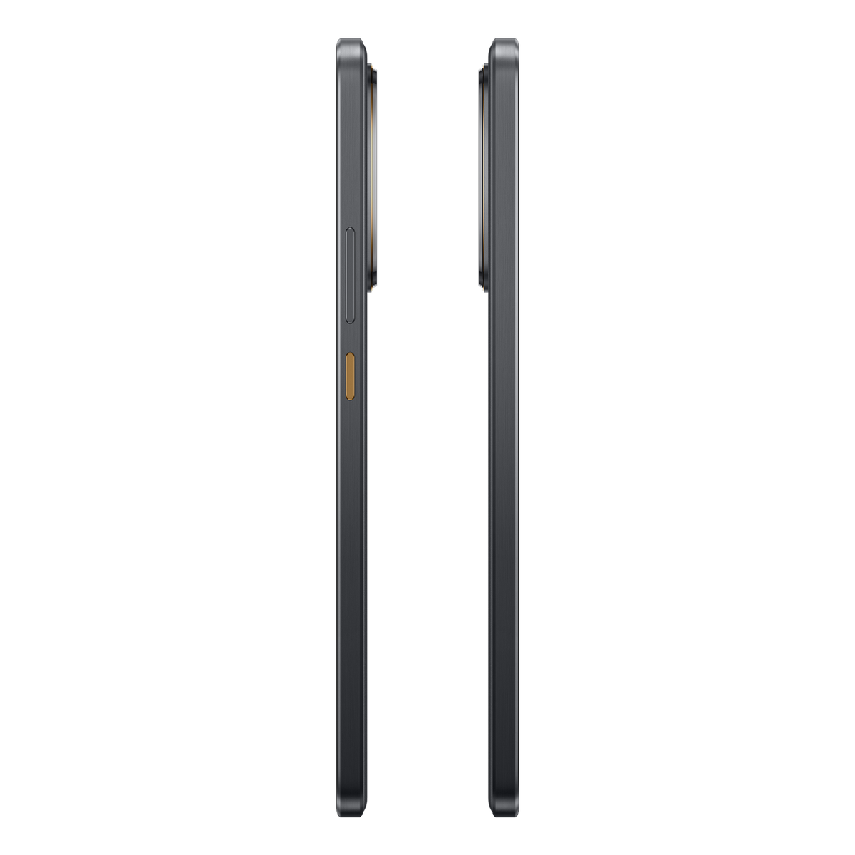 Dwa czarne smartfony z boku, pokazujące profil boczny z przyciskami.
