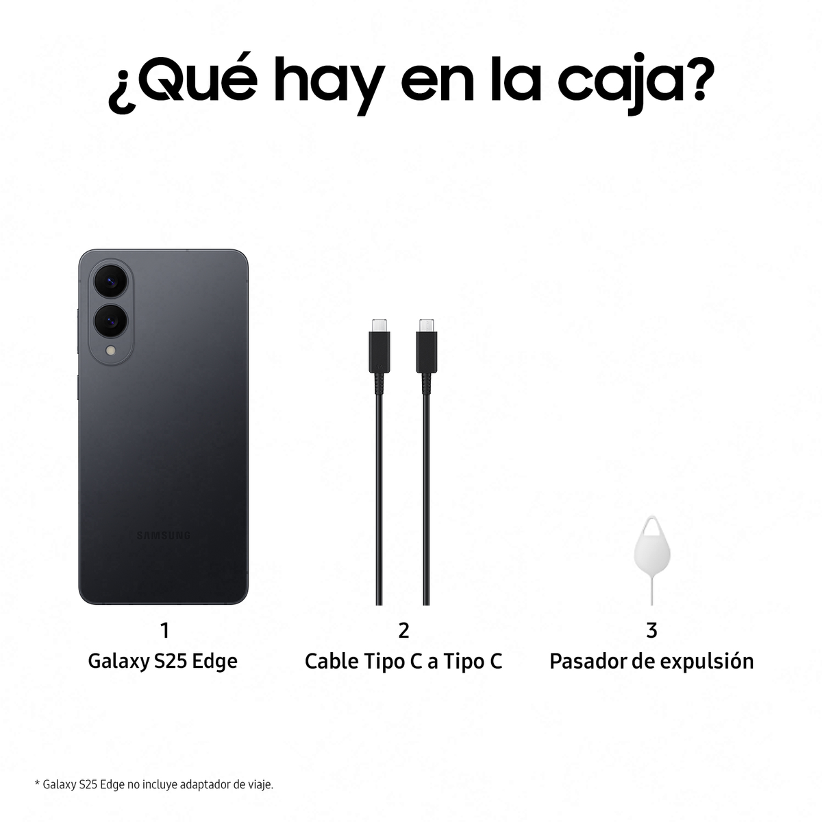Contenido de la caja: teléfono, cables y eyector de SIM.