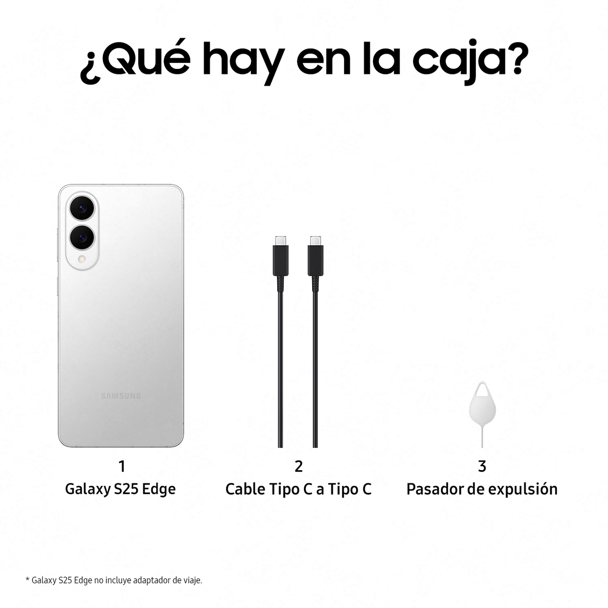 Telefon, kabel i szpilka do wysuwania karty SIM. Białe tło z tekstem w języku hiszpańskim.