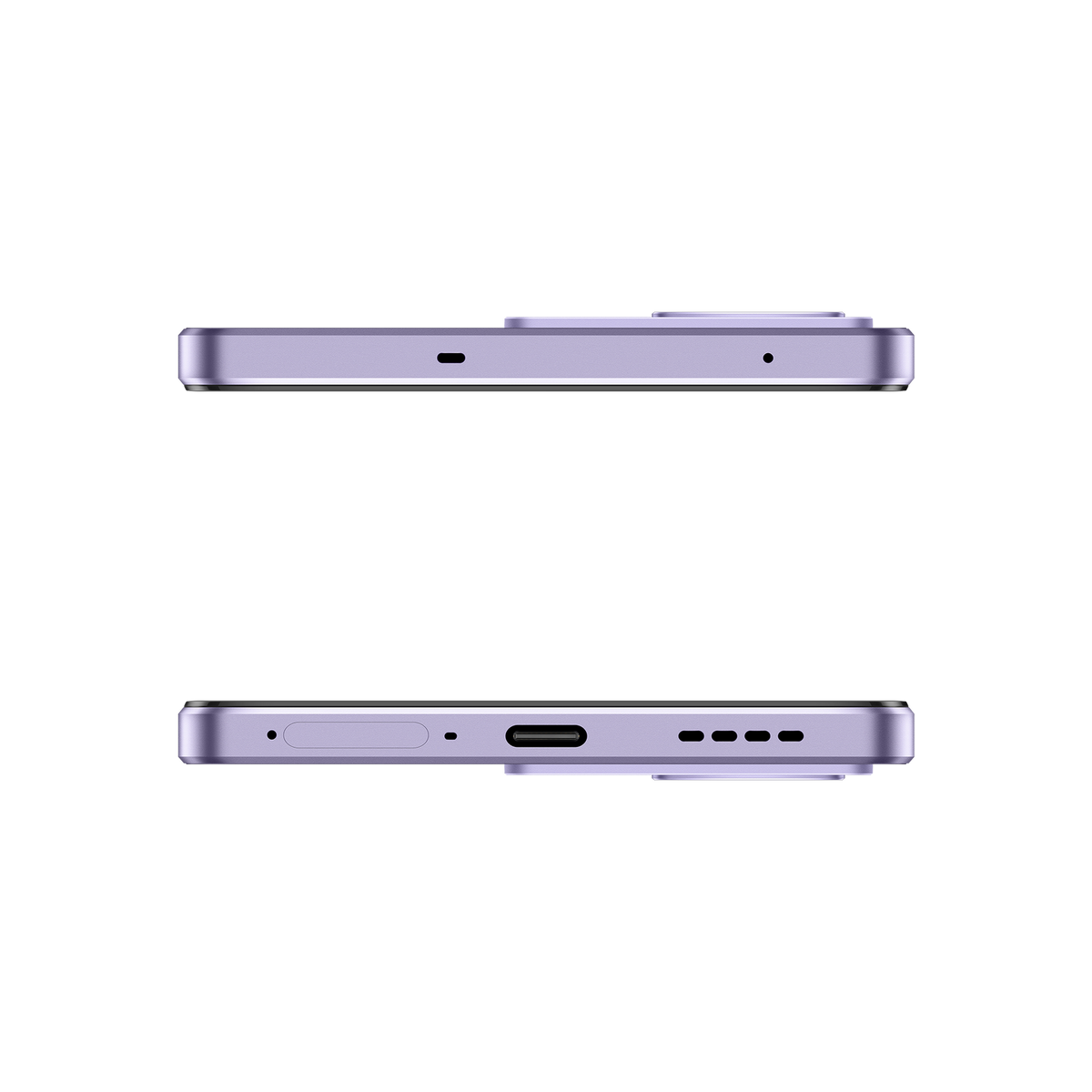 Dos bordes de teléfono. La parte superior tiene un micrófono y la inferior tiene un puerto USB-C y altavoces.