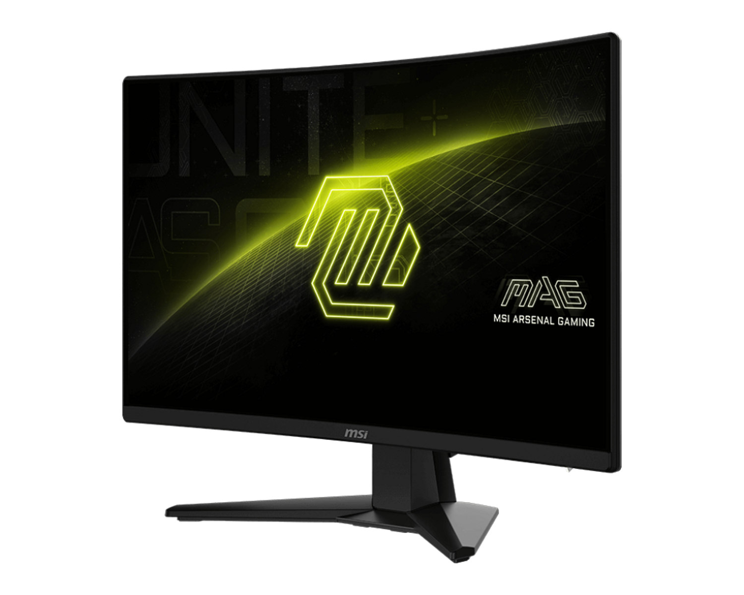 Tył czarnego monitora z logo MSI i innymi portami.