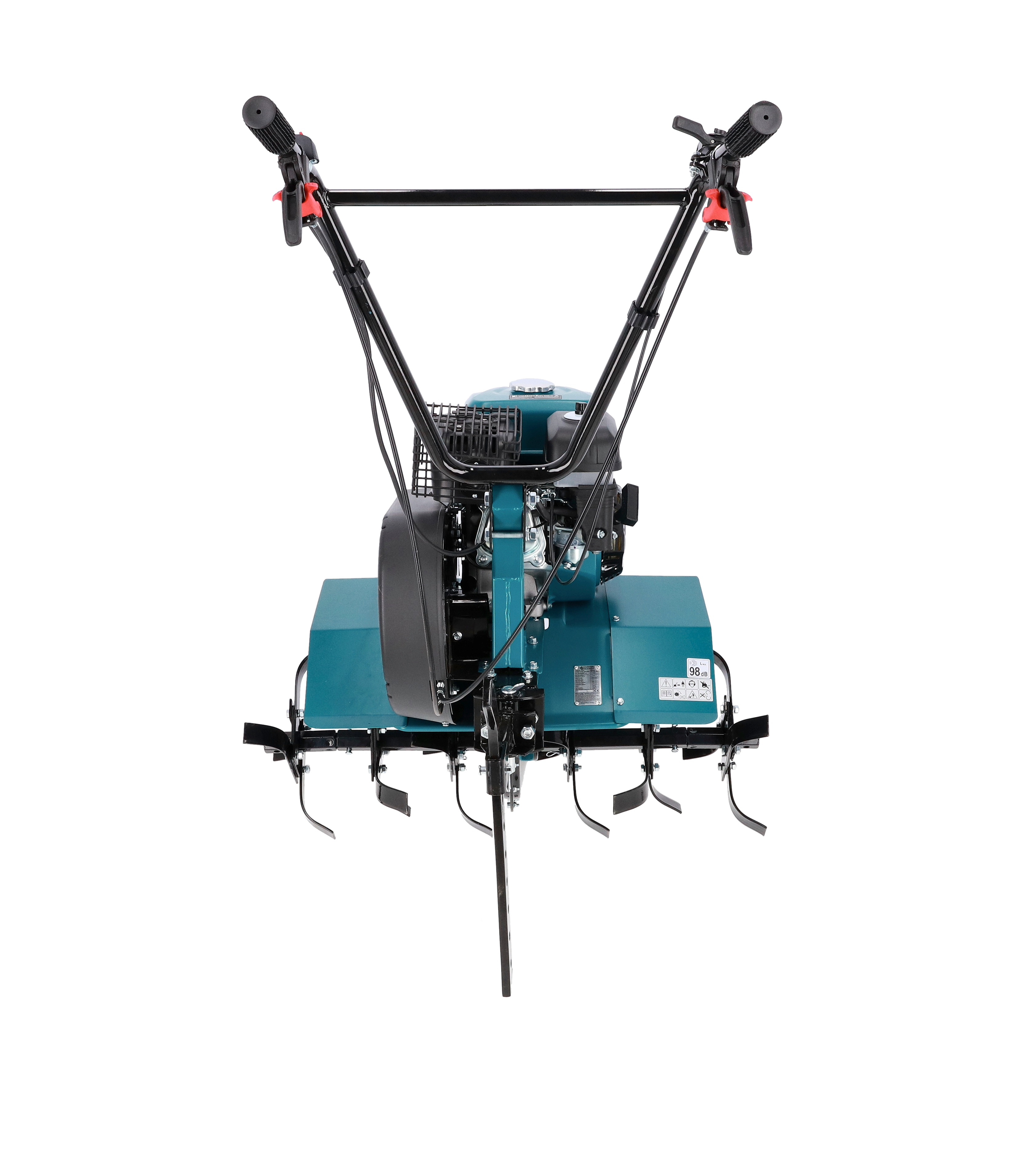 Zielono-czarna glebogryzarka spalinowa KONNER, widok z przodu.