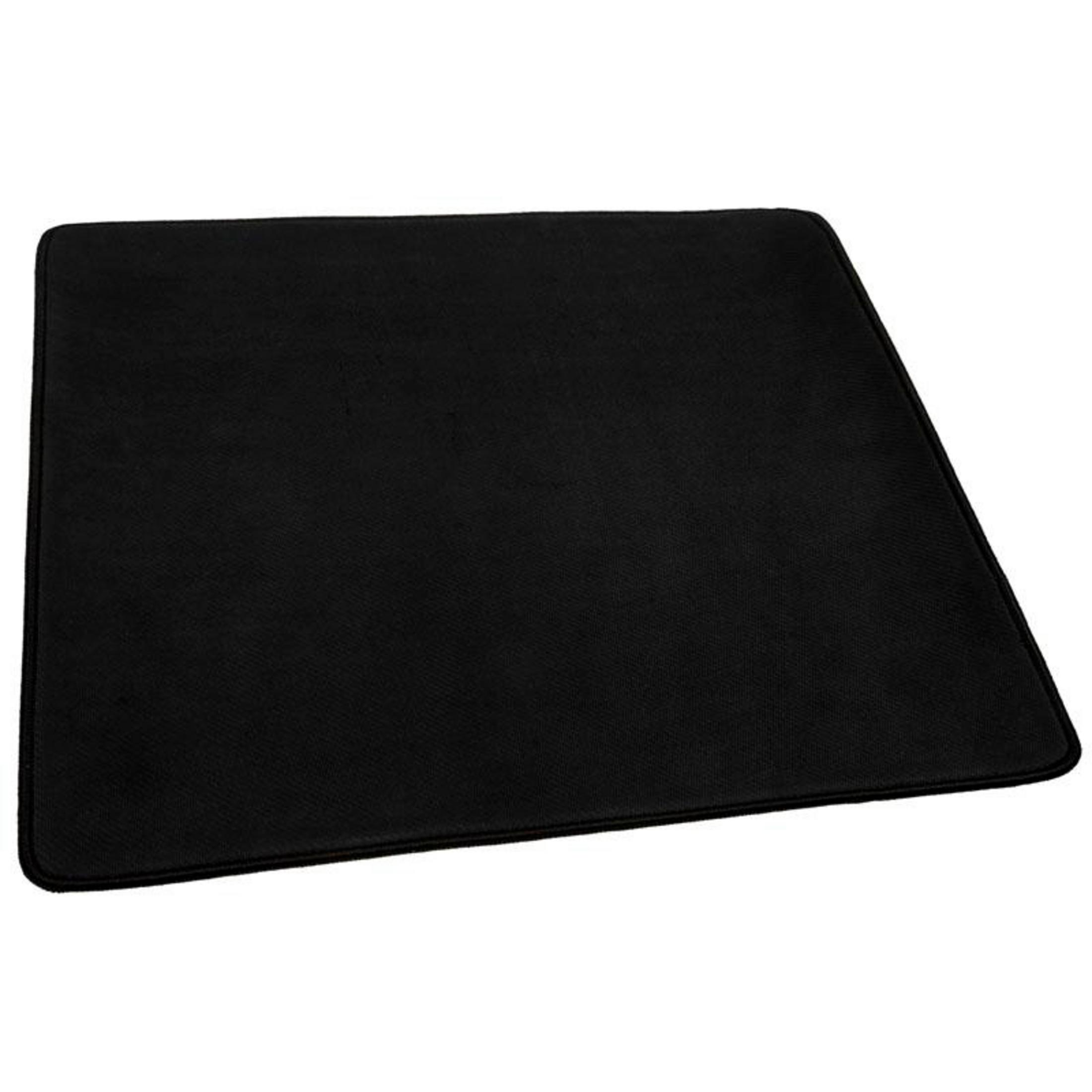 Tapis de souris noir rectangulaire sur fond blanc.