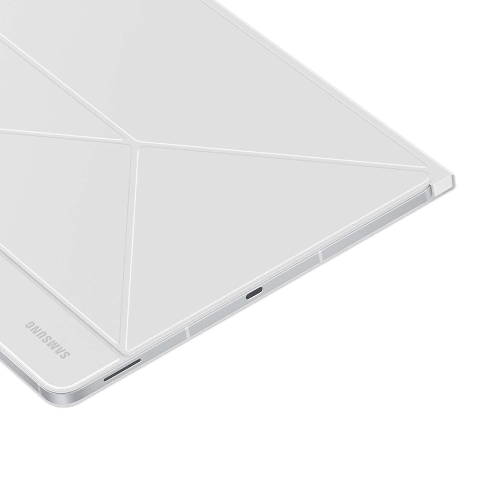 Una cover per tablet bianca con un logo.