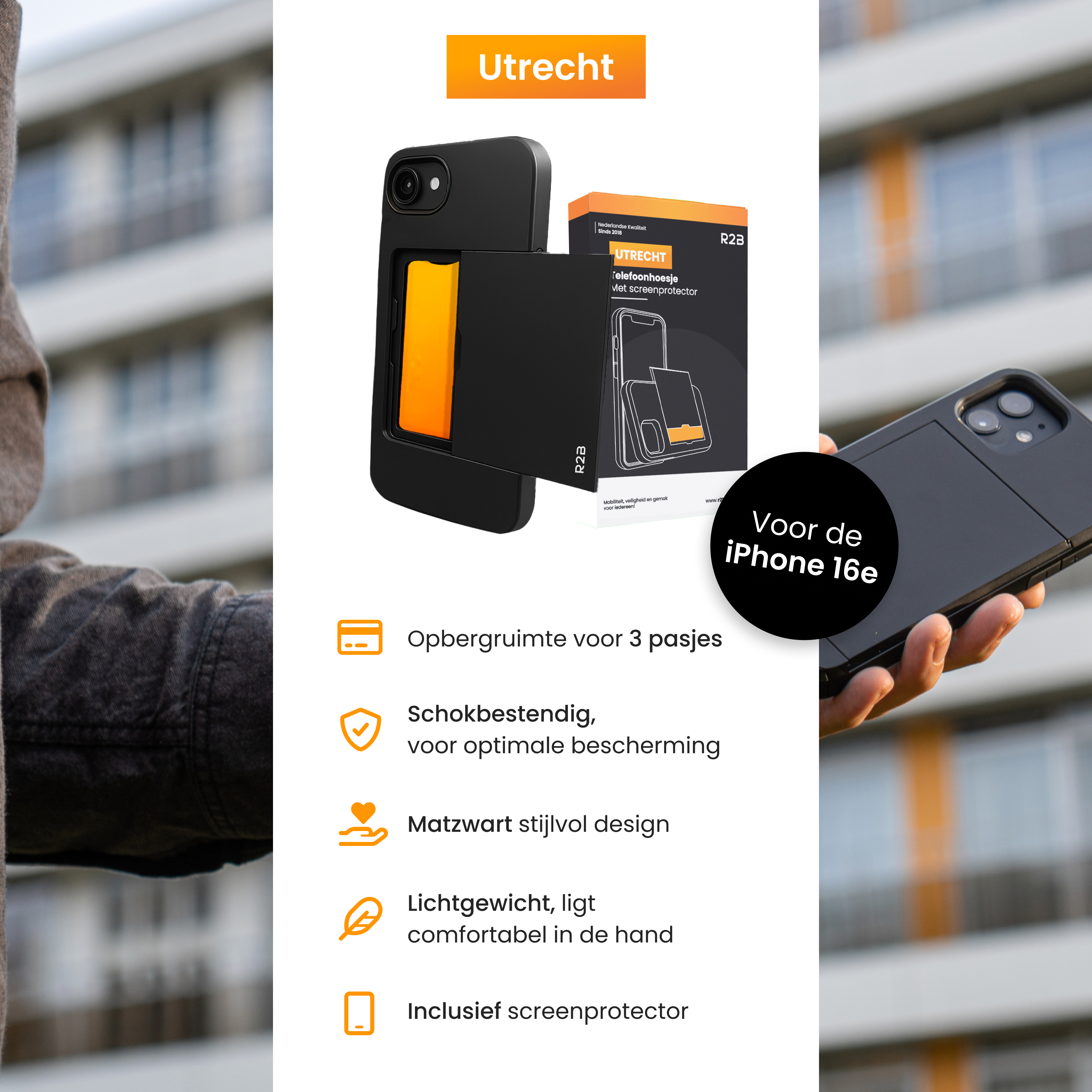 COLEESON Lipgloss Telefoonhoes voor 13/14/15 Pro Max, telefoonhoes met lipgloss-houder, lipgloss houder, telefoonhoesje, telefoonhoesje voor 13/14/15 Pro Max, grijs