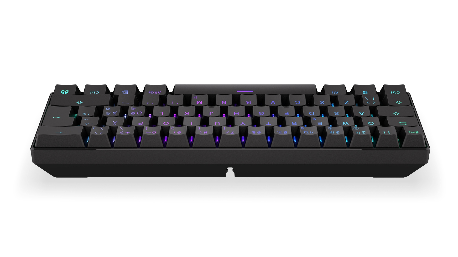 Schwarze ENDORFY-Tastatur mit Hintergrundbeleuchtung und kompaktem Design.
