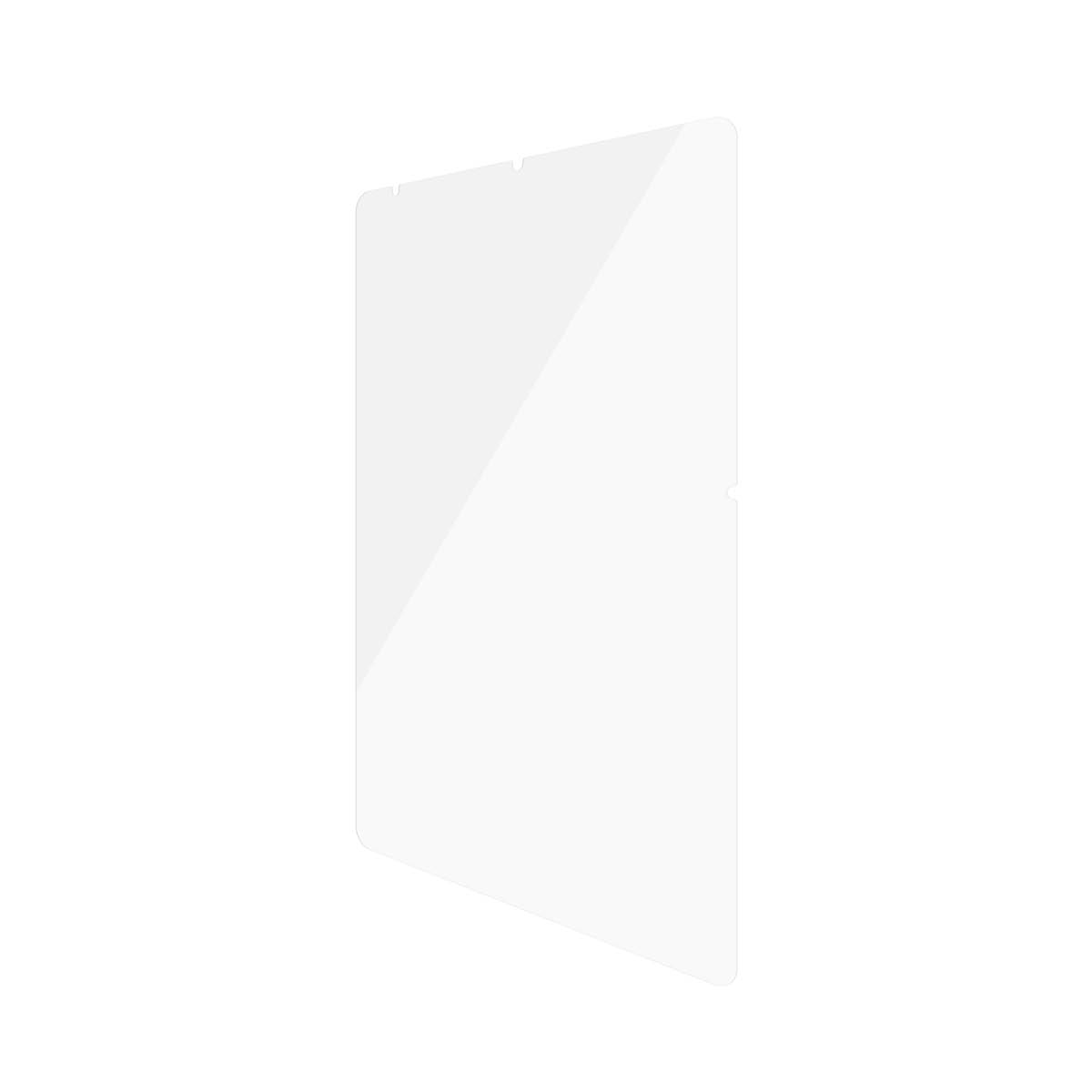 Ein transparenter Displayschutz für ein Tablet, isoliert auf weißem Hintergrund.