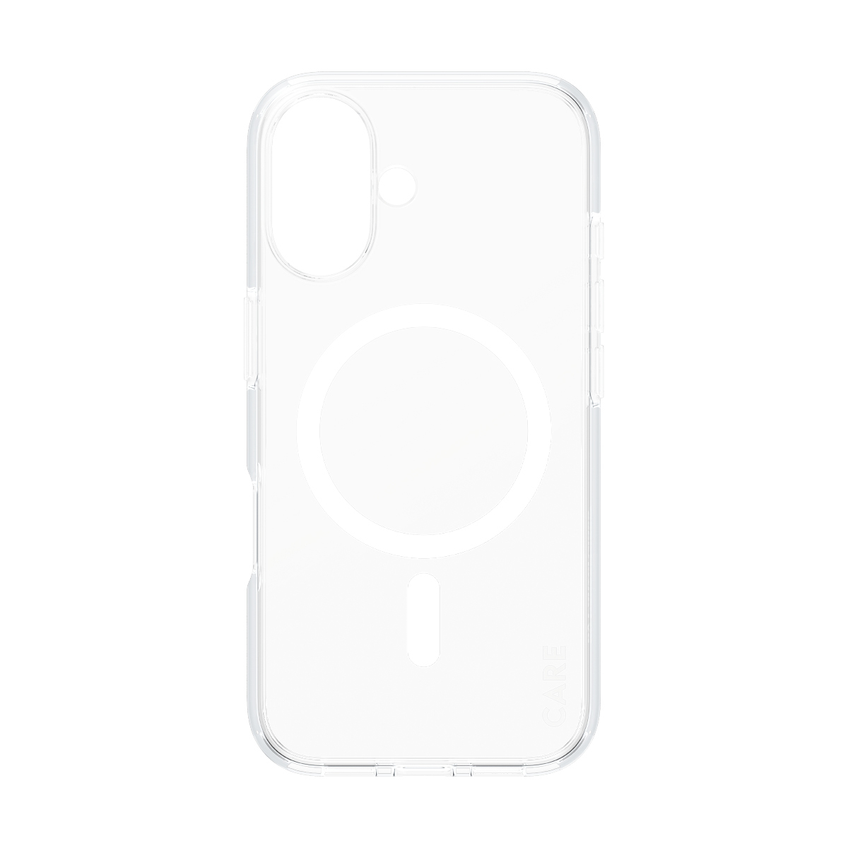 Custodia per telefono nera e trasparente con bordo nero e ritaglio fotocamera.