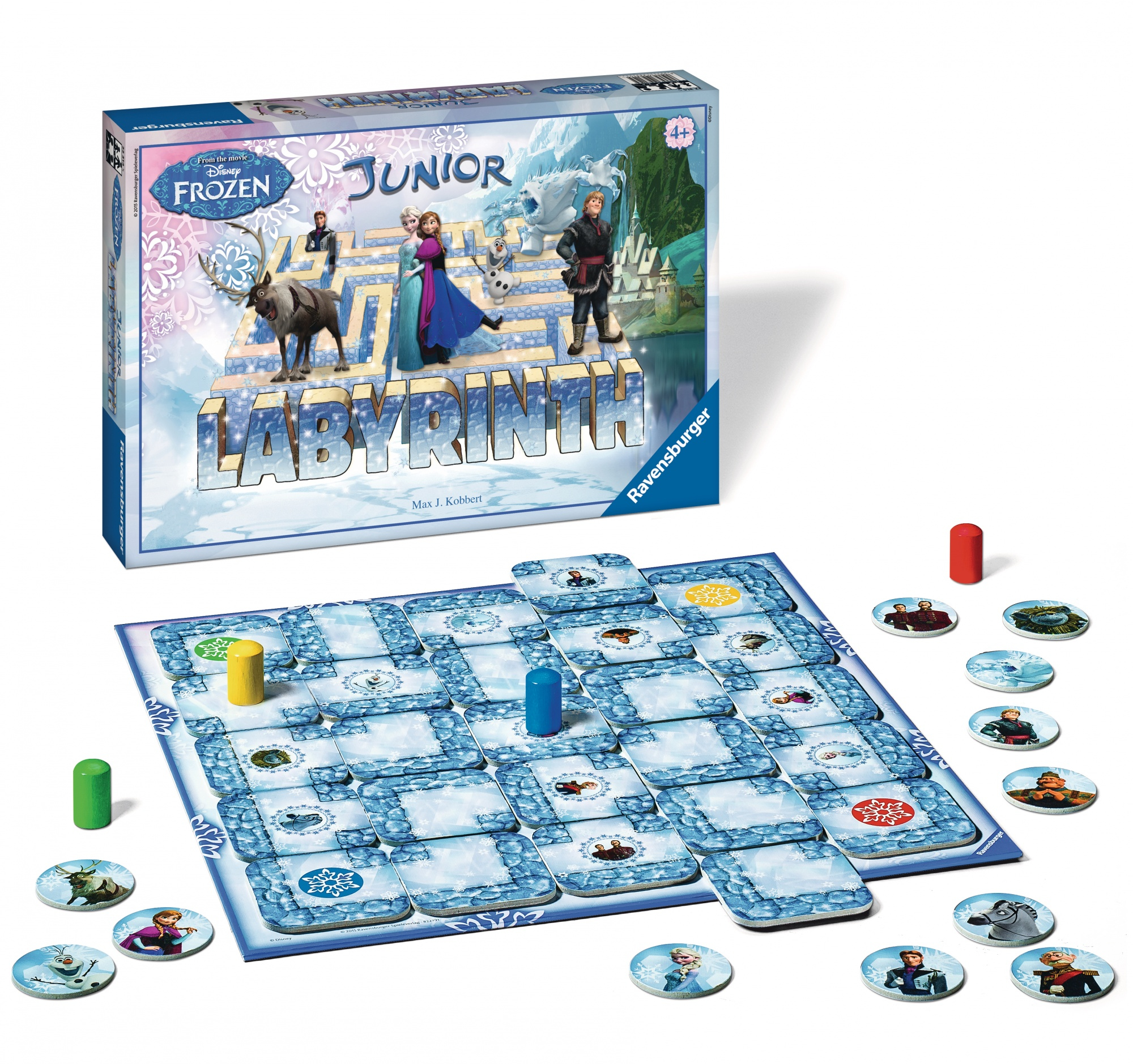 Frozen Junior Labyrinth Spielbox und Spielsteine.