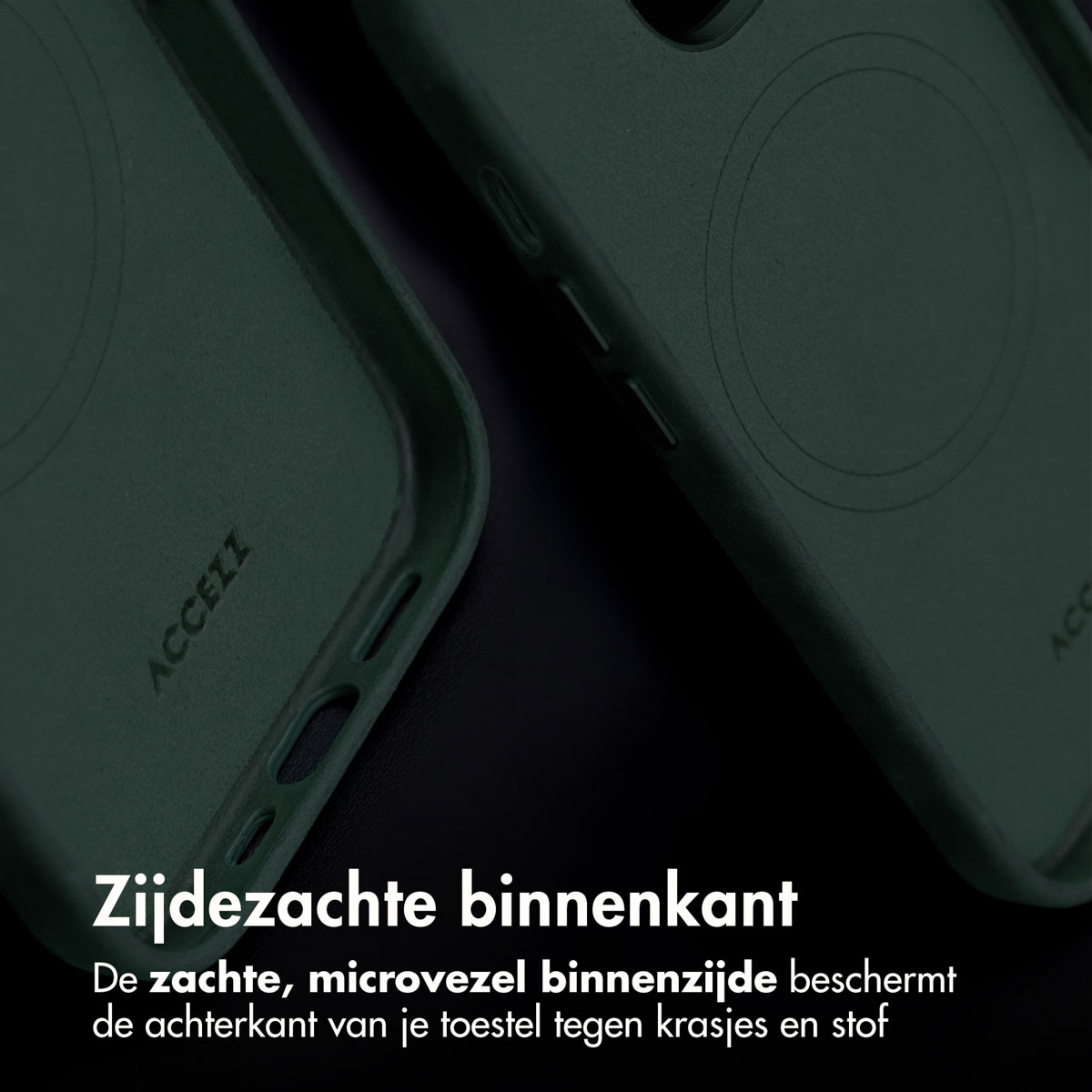 Close-up van twee telefoonhoesjes. De binnenkant is zacht om de telefoon te beschermen.