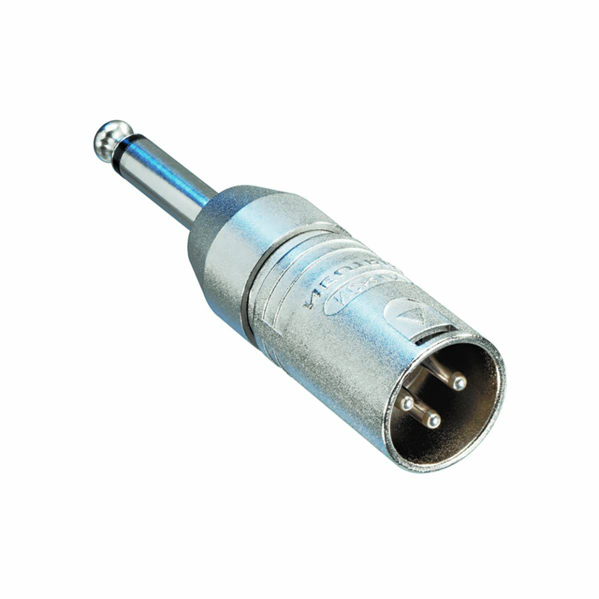 Srebrny adapter XLR na 6,35 mm.