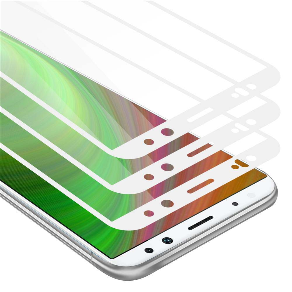 Uno smartphone con protezioni schermo a strati. Il telefono è angolato, schermo in vista.