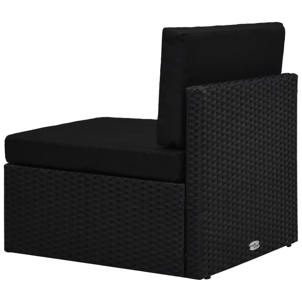 Schwarzer Rattan-Eckstuhl, Rückansicht.
