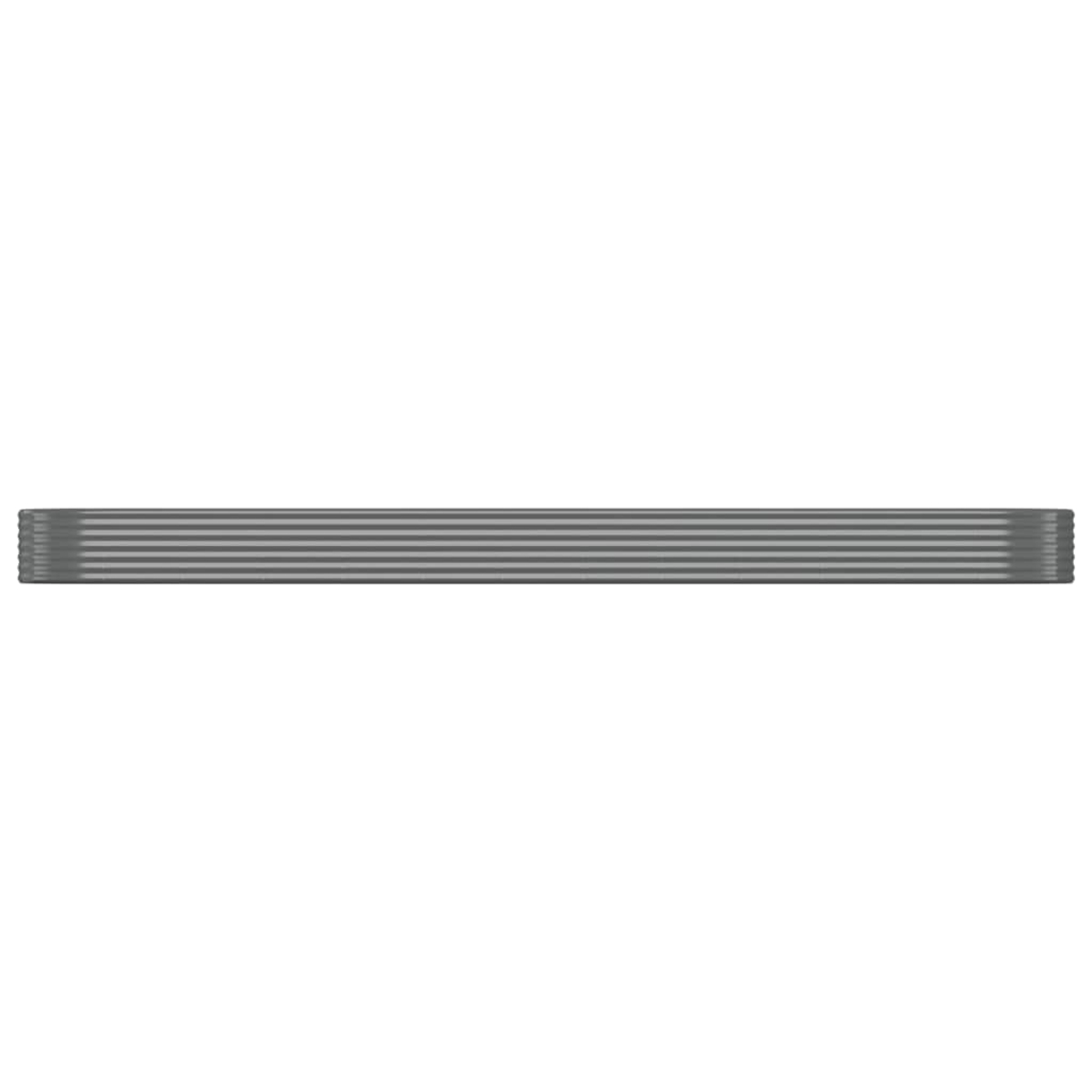Silbernes Metallpaneel, horizontal, mit mehreren horizontalen Rillen.