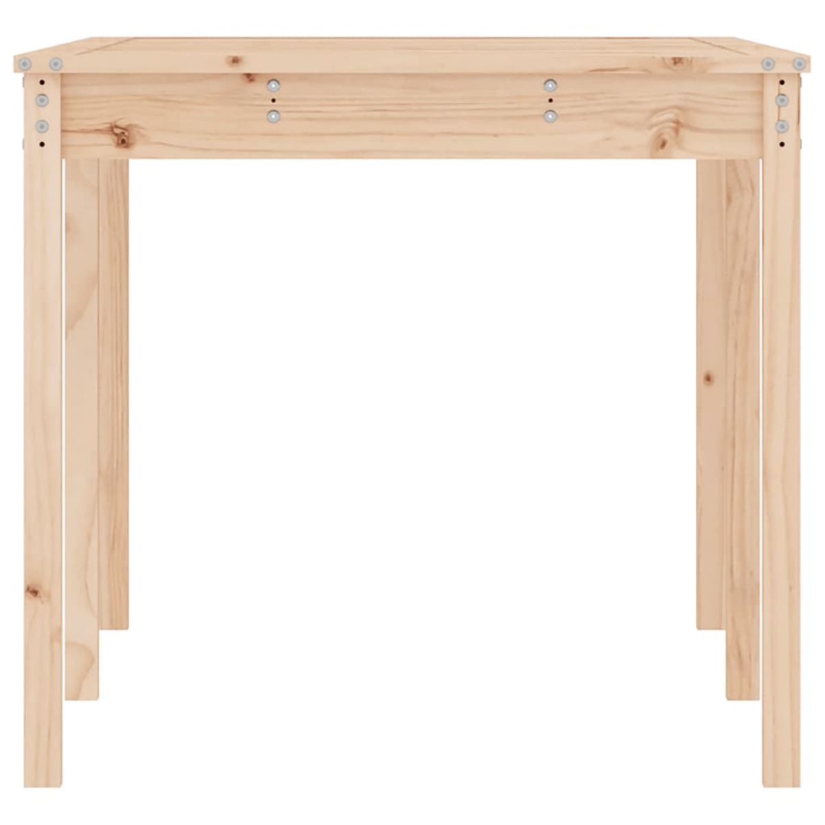 Ein Holztisch. Der Tisch wird von der Seite gesehen.
