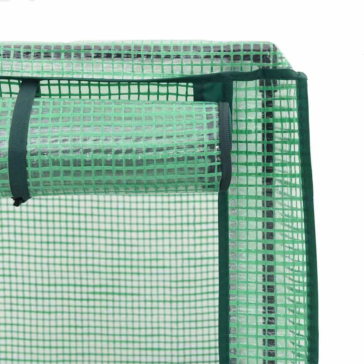 Pannello di serra in plastica verde con un design a rete.