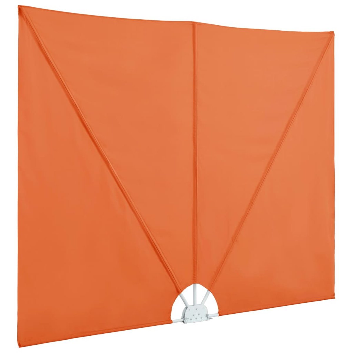 Orangene Markise, vor weißem Hintergrund. Der Stoff ist gefaltet.