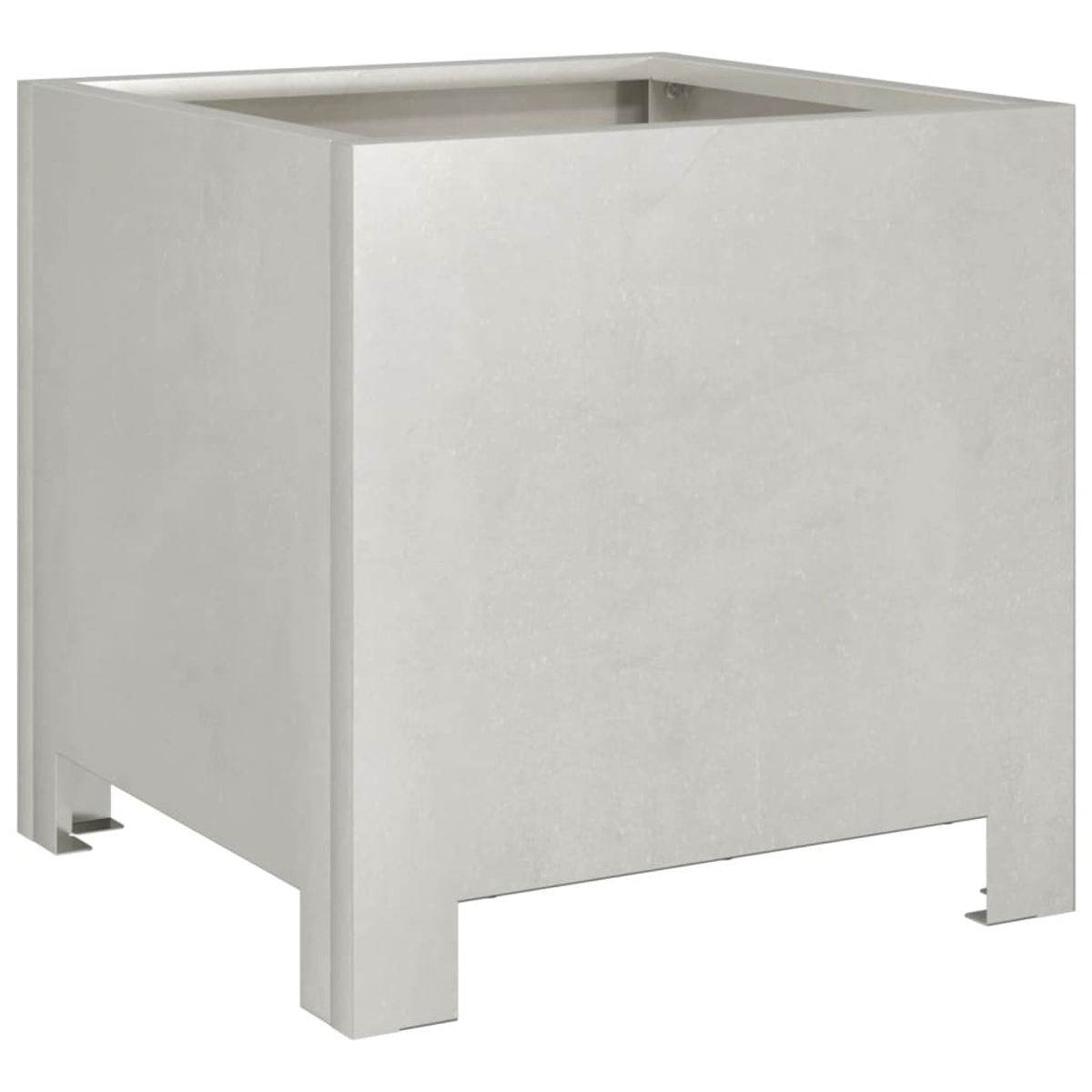 Un vaso grigio quadrato isolato su sfondo bianco, con un'estetica minimalista e moderna.