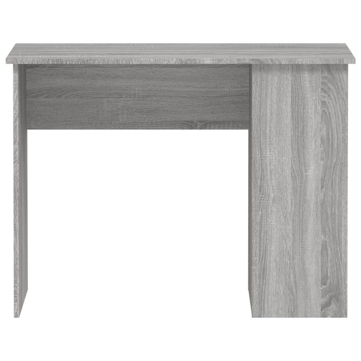 Holzschreibtisch, Seitenansicht, einfaches Design. Weißer Hintergrund.