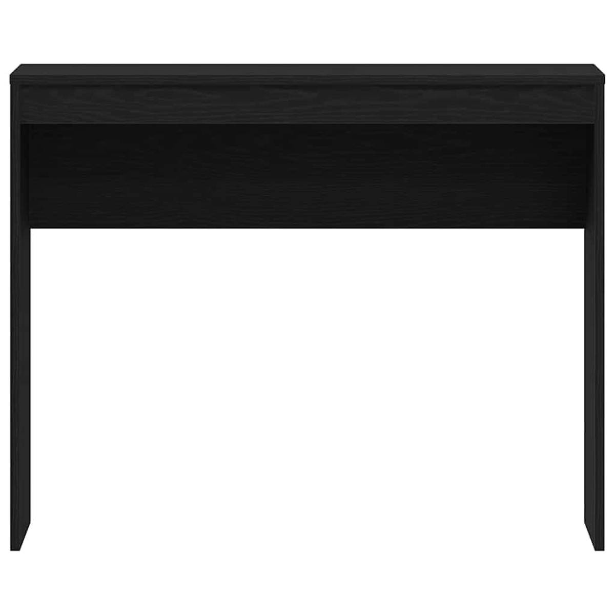 Schwarzer Schreibtisch mit einfachem Design.