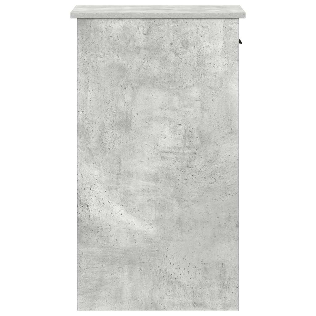 Ein Schrank mit Betontextur. Einfache, rechteckige Form mit glatter, hellgrauer Oberfläche.