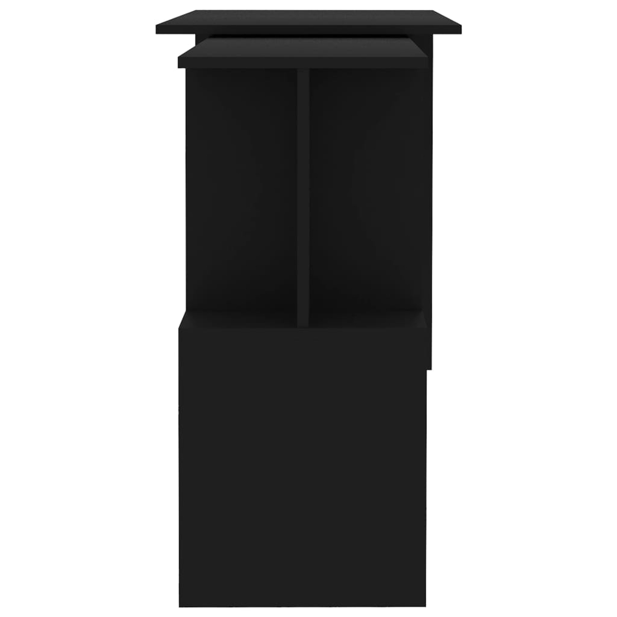 Schwarzer Schreibtisch.