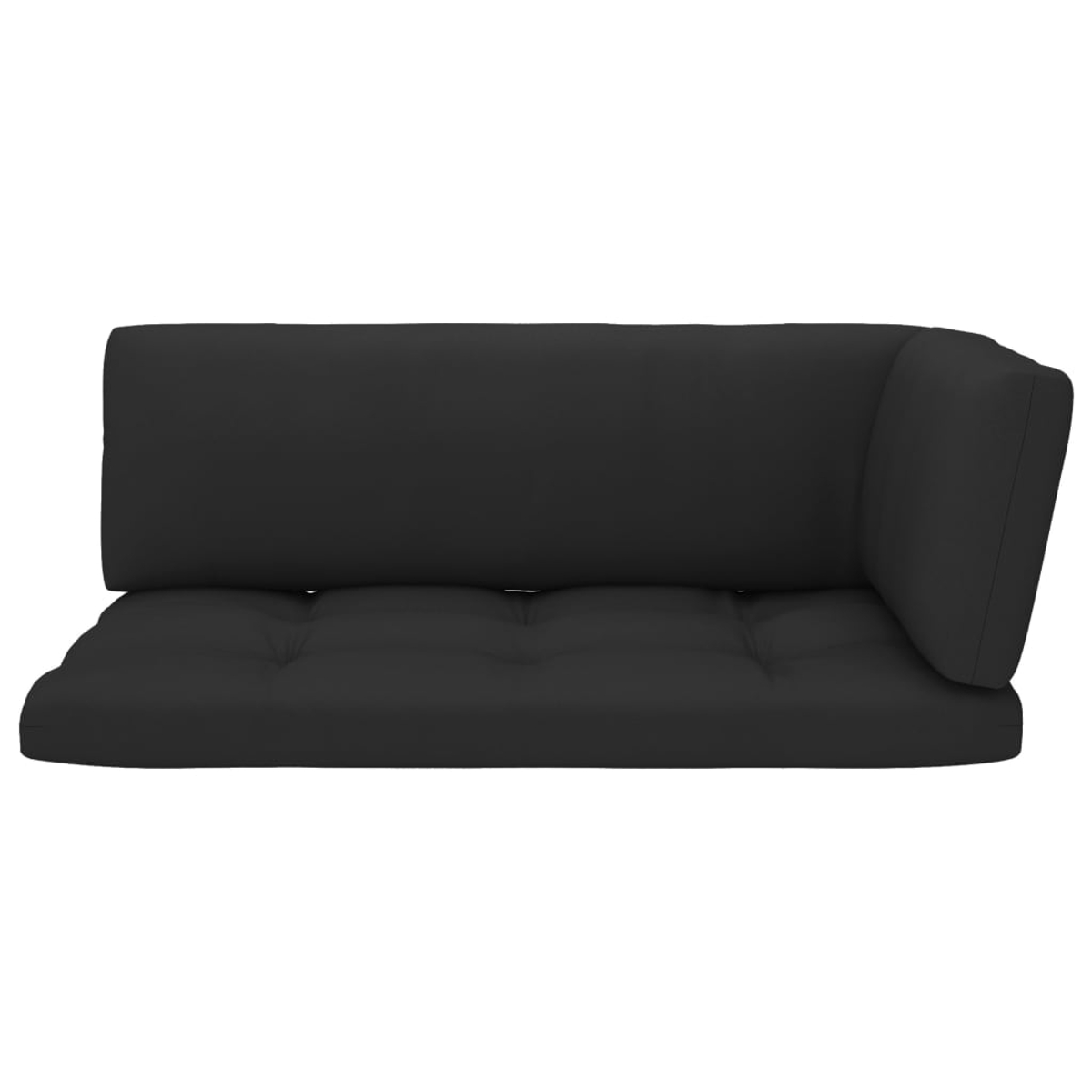 Schwarzes Kissen mit Ecke zum Sitzen.