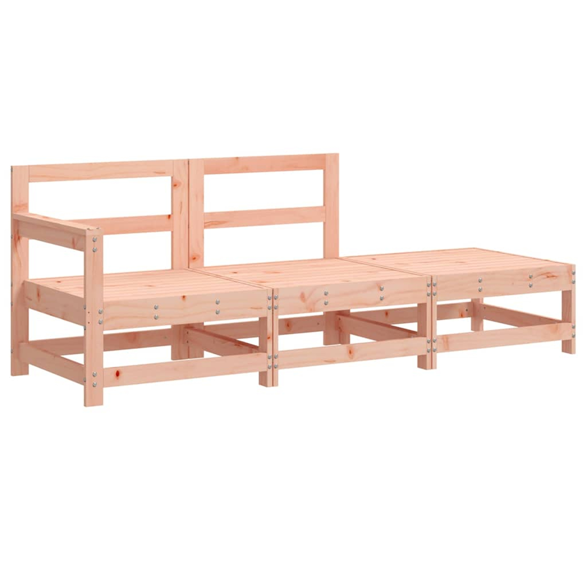 Holzsofa auf Weiß. Es hat eine Rückenlehne und Armlehne. Der Hintergrund ist weiß.