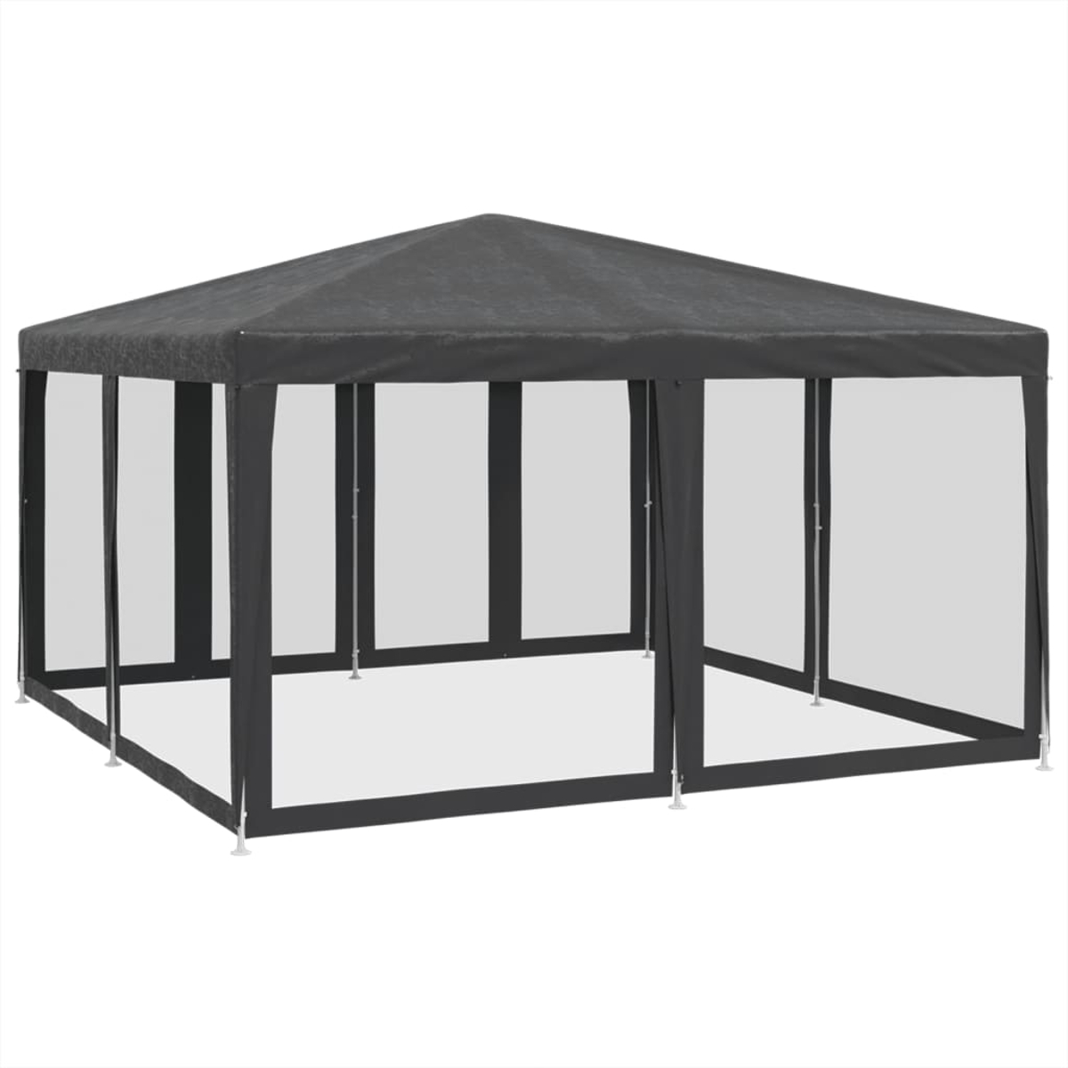 Gazebo nero con lati trasparenti.
