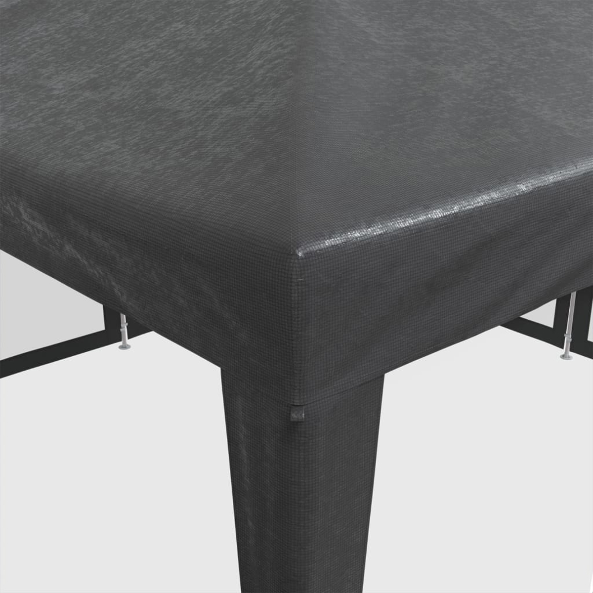 Primo piano del tetto di un gazebo nero.