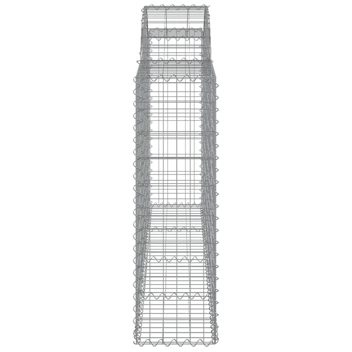 Ein hoher rechteckiger Metallgabion.